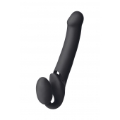 Черный безремневой вибрострапон Vibrating Bendable Strap-On L - Strap-on-me - купить с доставкой в Майкопе