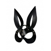 Черная кожаная маска зайки Miss Bunny - БДСМ Арсенал - купить с доставкой в Майкопе