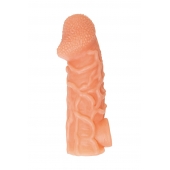 Телесная закрытая насадка с венками Cock Sleeve Size L - 17,6 см. - KOKOS - в Майкопе купить с доставкой