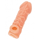 Телесная закрытая насадка с венками Cock Sleeve Size L - 17,6 см. - KOKOS - в Майкопе купить с доставкой