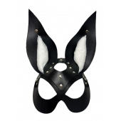Черная маска зайки с белым мехом на ушках Miss Bunny - БДСМ Арсенал - купить с доставкой в Майкопе