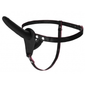 Черный страпон на ремнях с вагинальной пробкой - 15 см. - ToyFa - купить с доставкой в Майкопе