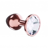 Пробка цвета розового золота с прозрачным кристаллом Diamond Moonstone Shine L - 8,3 см. - Lola Games - купить с доставкой в Майкопе
