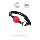 Красный кляп-шар на черных ремешках Anonymo - ToyFa - купить с доставкой в Майкопе