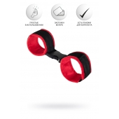 Красно-черные велюровые наручники Anonymo - ToyFa - купить с доставкой в Майкопе