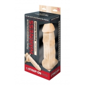 Поясной фаллоимитатор с мошонкой телесного цвета - 18 см. - LOVETOY (А-Полимер) - купить с доставкой в Майкопе