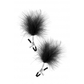 Зажимы на соски с черными пуховыми кисточками Sweet Caress Feather Nipple Clumps - Sweet Caress - купить с доставкой в Майкопе