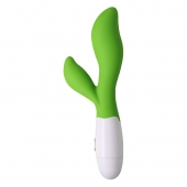 Зеленый вибратор Owen с клиторальным отростком - 20 см. - Baile