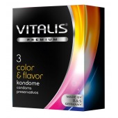 Цветные ароматизированные презервативы VITALIS PREMIUM color   flavor - 3 шт. - Vitalis - купить с доставкой в Майкопе