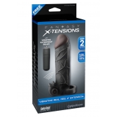 Чёрная вибронасадка с кольцом Vibrating Real Feel 2 Extension - 16 см. - Pipedream - в Майкопе купить с доставкой
