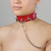Красный ошейник из натуральной кожи - Sitabella - купить с доставкой в Майкопе