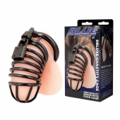 Черная металлическая клетка с замком Deluxe Chastity Cage - BlueLine - купить с доставкой в Майкопе
