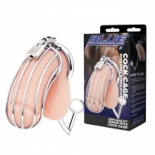 Серебристая металлическая клетка с анальным стимулятором Cock Cage - BlueLine - купить с доставкой в Майкопе