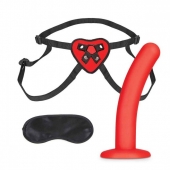 Красный поясной фаллоимитатор Red Heart Strap on Harness   5in Dildo Set - 12,25 см. - Lux Fetish - купить с доставкой в Майкопе