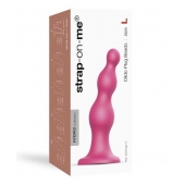 Розовая насадка Strap-On-Me Dildo Plug Beads size L - Strap-on-me - купить с доставкой в Майкопе