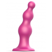 Розовая насадка Strap-On-Me Dildo Plug Beads size L - Strap-on-me - купить с доставкой в Майкопе