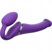 Фиолетовый безремневой вибрострапон Vibrating Bendable Strap-On - size L - Strap-on-me - купить с доставкой в Майкопе