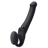 Черный безремневой вибрострапон Silicone Bendable Strap-On - size XL - Strap-on-me - купить с доставкой в Майкопе