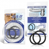 Набор из двух черных силиконовых колец разного диаметра SILICONE COCK RING SET - BlueLine - в Майкопе купить с доставкой