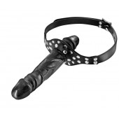 Черный кляп-фаллоимитатор Double Penis Gag - Fetish Tentation - купить с доставкой в Майкопе