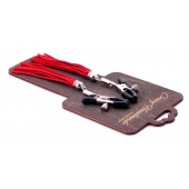 Металлические зажимы на соски с красными замшевыми кисточками - Crazy Handmade - купить с доставкой в Майкопе