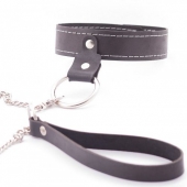 Узкий однослойный ошейник с поводком - Crazy Handmade - купить с доставкой в Майкопе