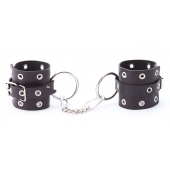 Черные кожаные наручники с люверсами - Crazy Handmade - купить с доставкой в Майкопе