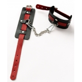 Черные оковы с красным декором и заклепками - Crazy Handmade - купить с доставкой в Майкопе