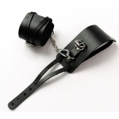 Черные кожаные оковы с креплением в виде веревочек - Crazy Handmade - купить с доставкой в Майкопе