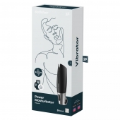 Черный мастурбатор с вибрацией Power Masturbator - Satisfyer - в Майкопе купить с доставкой