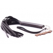 Черная кожаная плеть с удобной ручкой - 50 см. - Crazy Handmade - купить с доставкой в Майкопе