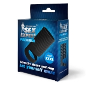 Черная открытая насадка на пенис с кольцом для мошонки XXXL-size - 9,9 см. - Sex Expert - в Майкопе купить с доставкой