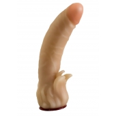 Телесная гелевая насадка-фаллос с клиторальными лепестками - 18,5 см. - LOVETOY (А-Полимер) - купить с доставкой в Майкопе