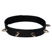 Узкий чёрный ошейник с шипами - Sitabella - купить с доставкой в Майкопе