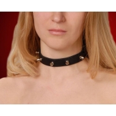 Узкий чёрный ошейник с шипами - Sitabella - купить с доставкой в Майкопе