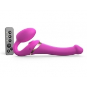 Ярко-розовый безремневой страпон Multi Orgasm Size S с клиторальной стимуляцией - Strap-on-me - купить с доставкой в Майкопе