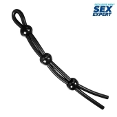 Черное силиконовое лассо с тремя шариками для утяжки - Sex Expert - в Майкопе купить с доставкой