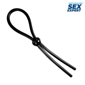 Черное силиконовое лассо с шариком для утяжки - Sex Expert - в Майкопе купить с доставкой