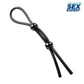 Черное силиконовое лассо с двумя шариками для утяжки - Sex Expert - в Майкопе купить с доставкой