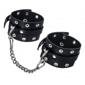 Черные кожаные однослойные оковы с люверсами - Pecado - купить с доставкой в Майкопе