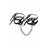 Черные однослойные кожаные оковы из двух ремешков - Pecado - купить с доставкой в Майкопе