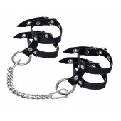 Черные однослойные кожаные оковы из двух ремешков - Pecado - купить с доставкой в Майкопе
