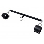 Черная распорка для ног с кожаными манжетами - Pecado - купить с доставкой в Майкопе