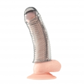 Текстурированная насадка на пенис Clear Textured Penis Enhancing Sleeve Extension - 16,5 см. - BlueLine - в Майкопе купить с доставкой