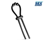 Черное эрекционное кольцо со стимулирующими бусинами - Sex Expert - в Майкопе купить с доставкой