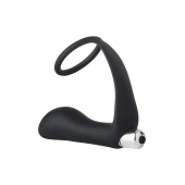 Черное эрекционное кольцо с вибропробкой Vibrating Anal Plug With Cockring - Dream Toys - в Майкопе купить с доставкой