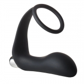 Черное эрекционное кольцо с вибропробкой Vibrating Anal Plug With Cockring - Dream Toys - в Майкопе купить с доставкой