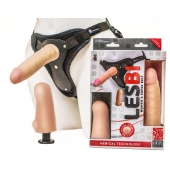 Телесный страпон Harness LESBI с вагинальной пробкой - 16,5 см. - LOVETOY (А-Полимер) - купить с доставкой в Майкопе