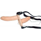 Телесный женский страпон с вагинальной пробкой Strap-On Duo - 15 см. - Orion - купить с доставкой в Майкопе