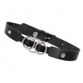 Черный кожаный ошейник со связанными кольцами - Pecado - купить с доставкой в Майкопе